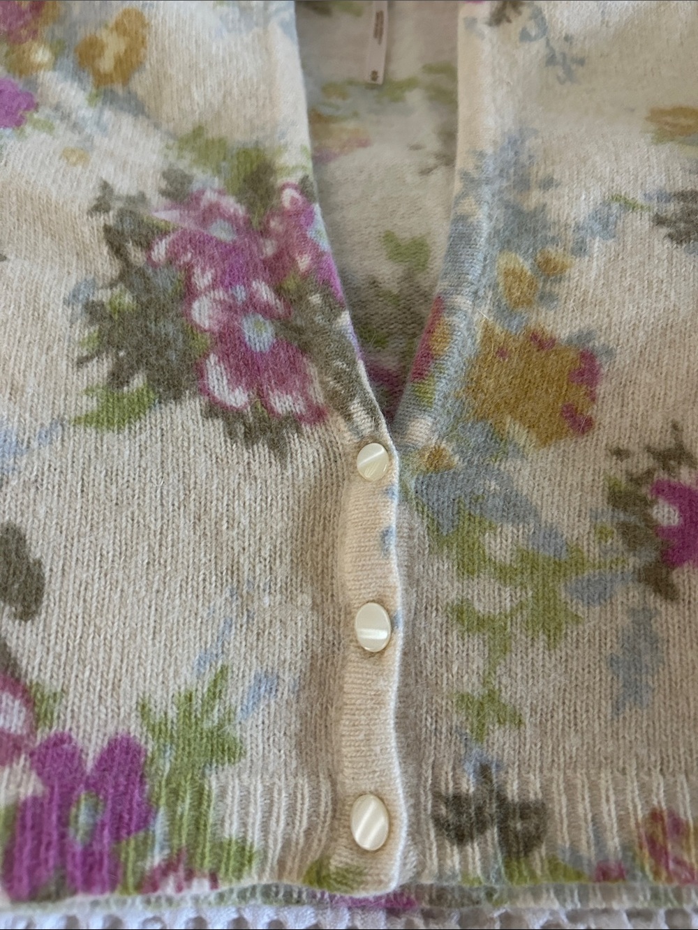 Free People Floral Cream Cropped Cardigan - Picture 3 of 5